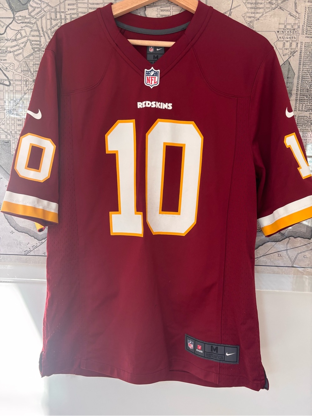 Nike Burgundy and White #10 Redskins Football Jersey